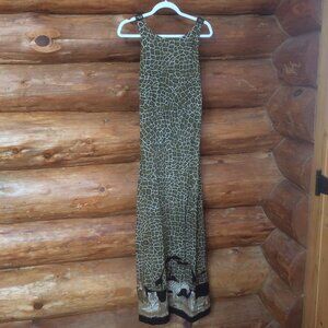 Vintage 90s Caren Desiree Company CDC Safari Animal Print Maxi Dress Size 10